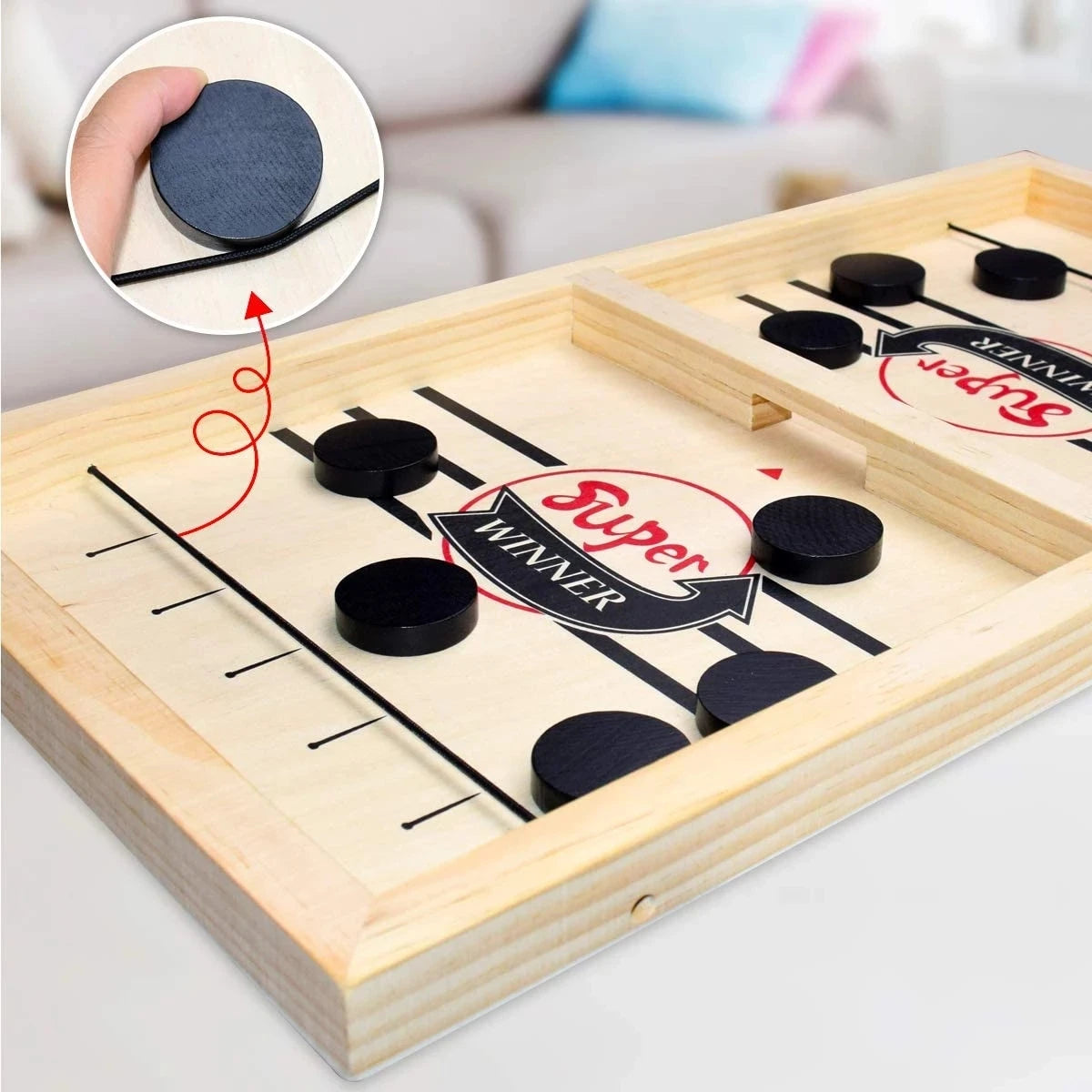 Ultimate Fast-Paced Wooden Sling Puck Board Game